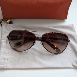Tory Burch Brown Python Aviator Sunglasses